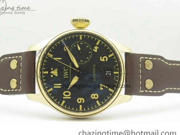 MIROTIME 0311 Big Pilot IW501005 Real Bronze ZF 1:1 Best Edition Black Dial on Brown Leather Strap A Sleek 7192
